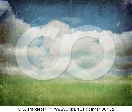 Clipart Grungy Spring Landscape Background With Clouds - Royalty Free Illustration by KJ Pargeter