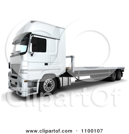 Clipart 3d White Lorry Big Rig Truck With A Flat Bed - Royalty Free CGI Illustration by KJ Pargeter