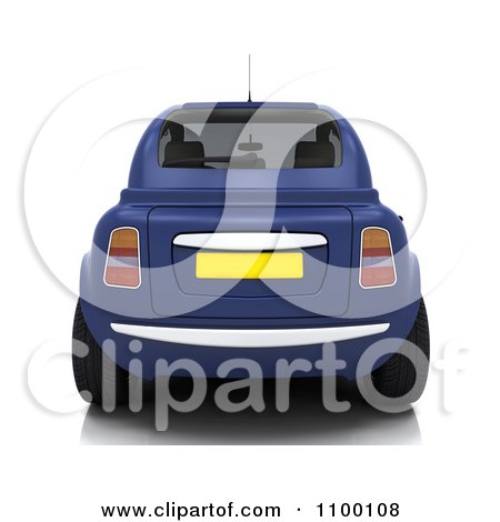 Clipart 3d Rear View Of A Blue Compact Car - Royalty Free CGI Illustration by KJ Pargeter