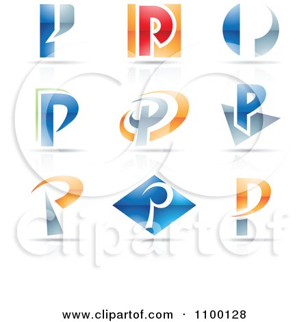Clipart Colorful Letter P Icons With Reflections - Royalty Free Vector Illustration by cidepix