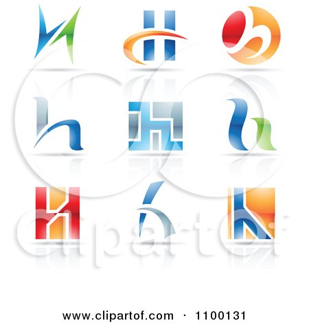 Clipart Colorful Letter H Icons With Reflections - Royalty Free Vector Illustration by cidepix