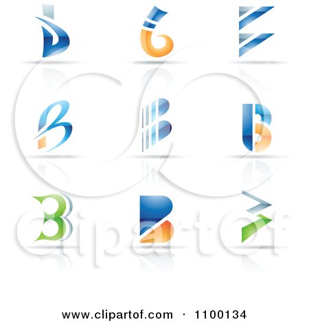 Clipart Colorful Letter B Icons With Reflections - Royalty Free Vector Illustration by cidepix