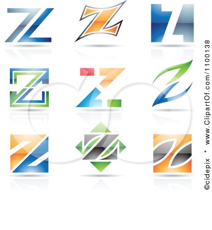 Clipart Colorful Letter Z Icons With Reflections - Royalty Free Vector Illustration by cidepix