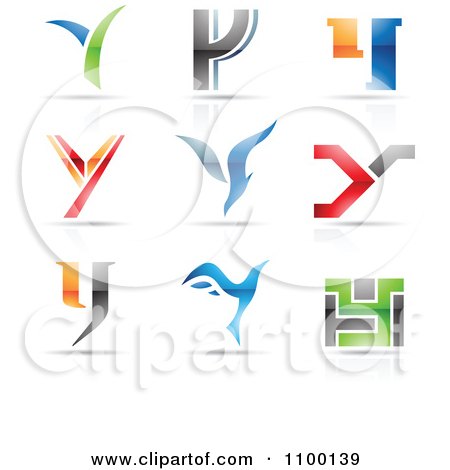 Clipart Colorful Letter Y Icons With Reflections - Royalty Free Vector Illustration by cidepix