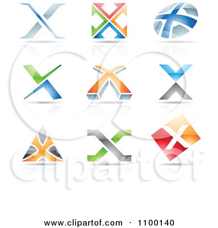 Clipart Colorful Letter X Icons With Reflections - Royalty Free Vector Illustration by cidepix