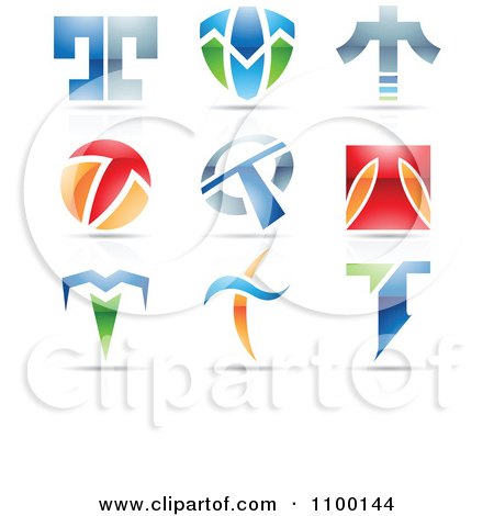 Clipart Colorful Letter T Icons With Reflections - Royalty Free Vector Illustration by cidepix