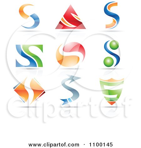 Clipart Colorful Letter S Icons With Reflections - Royalty Free Vector Illustration by cidepix