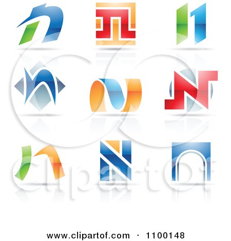 Clipart Colorful Letter N Icons With Reflections - Royalty Free Vector Illustration by cidepix