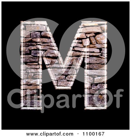 Clipart 3d Capital Letter M Made Of Stone Wall Texture - Royalty Free CGI Illustration by chrisroll