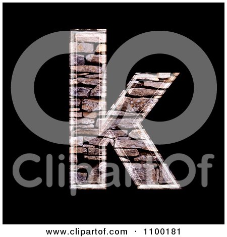Clipart 3d Lowercase Letter k Made Of Stone Wall Texture - Royalty Free CGI Illustration by chrisroll