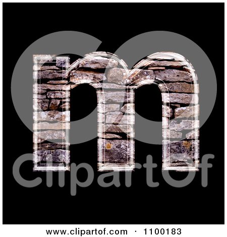 Clipart 3d Lowercase Letter m Made Of Stone Wall Texture - Royalty Free CGI Illustration by chrisroll