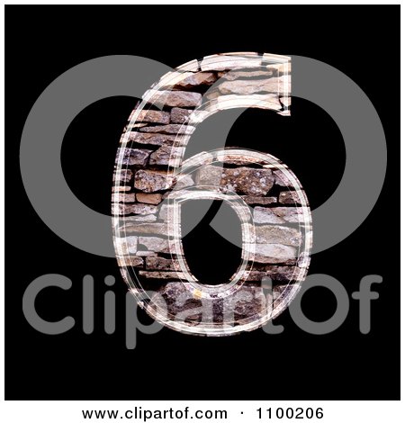 Clipart 3d Number 6 Made Of Stone Wall Texture - Royalty Free CGI Illustration by chrisroll