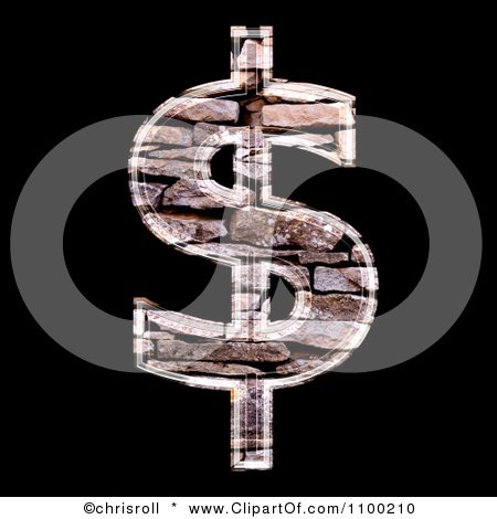 Clipart 3d Dollar Symbol Made Of Stone Wall Texture - Royalty Free CGI Illustration by chrisroll