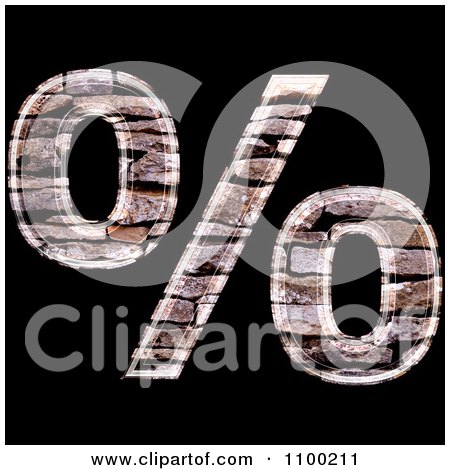 Clipart 3d Percent Symbol Made Of Stone Wall Texture - Royalty Free CGI Illustration by chrisroll