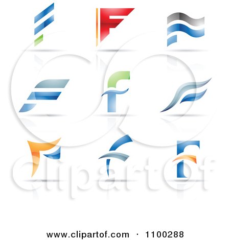 Clipart Colorful Letter F Icons With Reflections - Royalty Free Vector Illustration by cidepix