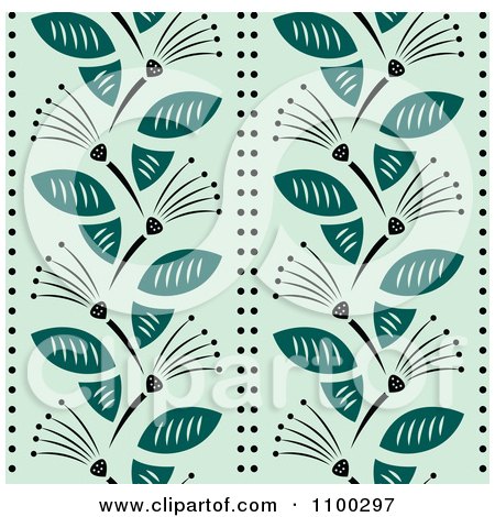 Clipart Seamless Teal Floral Background Pattern - Royalty Free Vector Illustration by Cherie Reve