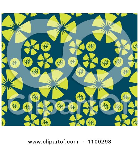Clipart Seamless Green And Teal Floral Background Pattern - Royalty Free Vector Illustration by Cherie Reve