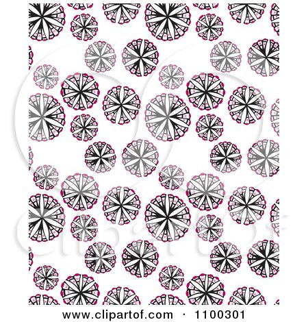 Clipart Seamless Pink And Black Spores Or Floral Background Pattern - Royalty Free Vector Illustration by Cherie Reve