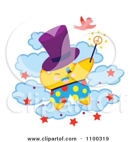 Clipart Magician Star On Clouds - Royalty Free Vector Illustration by Cherie Reve
