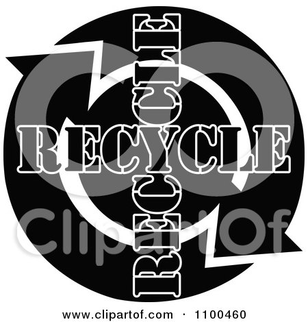 Clipart Black And White Recycle Arrows With Text Flowing In A Circle - Royalty Free Vector Illustration by Andy Nortnik