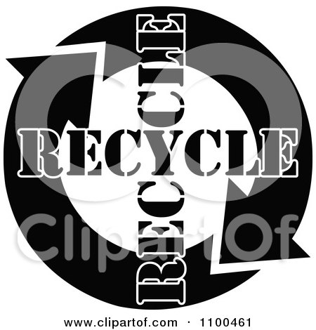 Clipart Black And White Recycle Arrows And Text Flowing In A Circle - Royalty Free Vector Illustration by Andy Nortnik