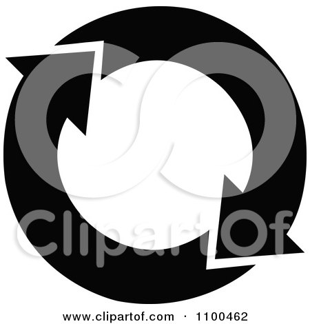Clipart Black And White Recycle Arrows Flowing In A Circle - Royalty Free Vector Illustration by Andy Nortnik