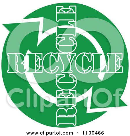 Clipart Green Recycle Arrows With Text Flowing In A Circle - Royalty Free Vector Illustration by Andy Nortnik