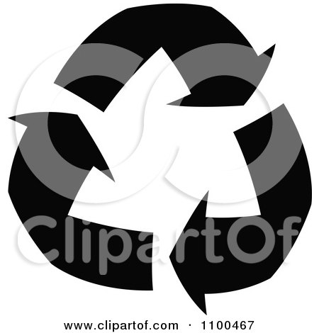 Clipart Solid Black Recycle Arrows - Royalty Free Vector Illustration by John Schwegel