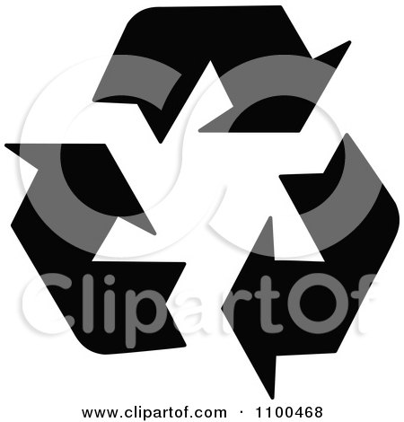Clipart Solid Black Three Recycle Arrows - Royalty Free Vector Illustration by MilsiArt