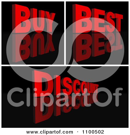 Clipart 3d Buy Best And Discount Retail Words With Reflections - Royalty Free Vector Illustration by dero
