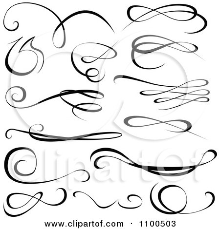 Clipart Black Swirl Calligraphic Design Elements - Royalty Free Vector Illustration by dero