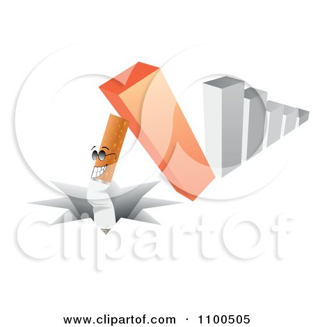 Clipart 3d Bar Graph Toppling Over And Sending A Cigarette Into A Crack - Royalty Free Vector Illustration by Andrei Marincas
