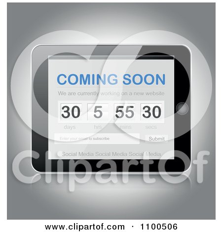 Clipart 3d Coming Soon Website Page On A Tablet Computer - Royalty Free Vector Illustration by Andrei Marincas