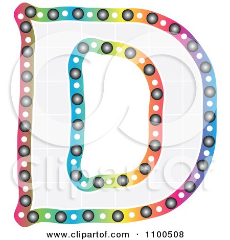 Clipart Colorful Capital Letter D With A Grid Pattern - Royalty Free Vector Illustration by Andrei Marincas