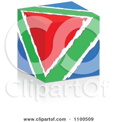 Clipart 3d Torn Paper Colorful Cube In Red Green And Blue Colors - Royalty Free Vector Illustration by Andrei Marincas