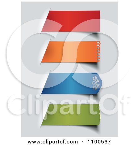 Clipart 3d Colorful Torn Paper Labels On Gray - Royalty Free Vector Illustration by Eugene