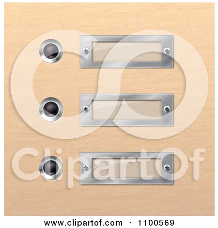 Clipart 3d Modern Silver Plaques In Wood - Royalty Free Vector Illustration by Eugene