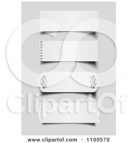 Clipart 3d White Torn Paper Labels On Gray - Royalty Free Vector Illustration by Eugene