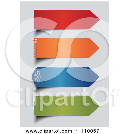 Clipart 3d Colorful Paper Arrows On Gray - Royalty Free Vector Illustration by Eugene