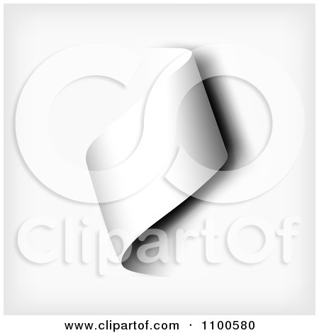 Clipart 3d White Curly Paper Banner On Shaded White - Royalty Free Vector Illustration by Eugene