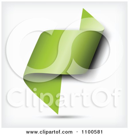 Clipart 3d Green Curly Paper Banner On Shaded White - Royalty Free Vector Illustration by Eugene