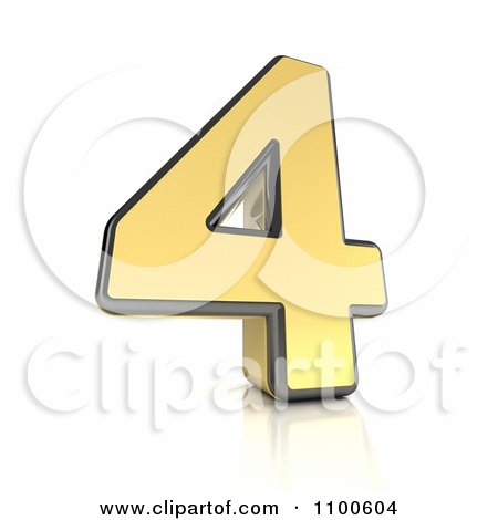 Clipart 3d Golden Digit Number 4 - Royalty Free CGI Illustration by stockillustrations