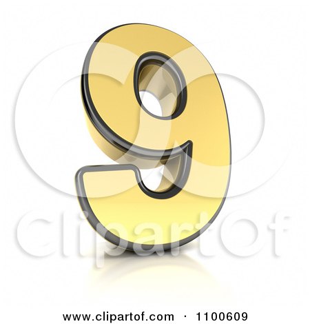 Clipart 3d Golden Digit Number 9 - Royalty Free CGI Illustration by stockillustrations