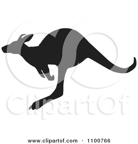 Clipart Silhouetted Hopping Kangaroo - Royalty Free Vector Illustration by Dennis Holmes Designs