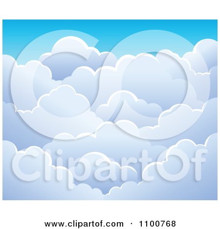 Clipart Background Of Puffy Clouds In A Blue Sky - Royalty Free Vector Illustration by visekart