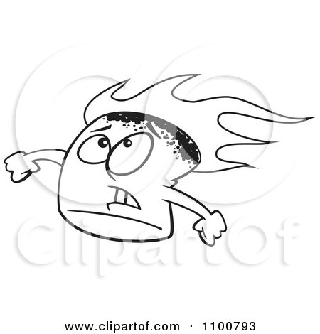 Clipart Outlined Stressed Flaming Marshmallow - Royalty Free Vector Illustration by toonaday