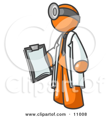Orange Male Doctor Holding a Clipboard Clipart Illustration by Leo Blanchette