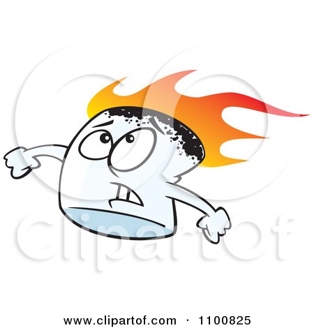 Clipart Stressed Flaming Marshmallow - Royalty Free Vector Illustration by toonaday