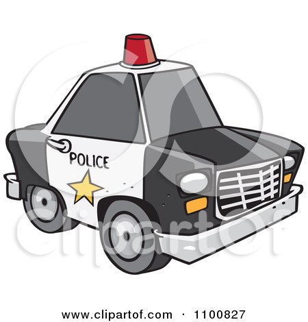 Clipart Cartoon Police Car With A Siren Cone On The Roof - Royalty Free Vector Illustration by toonaday