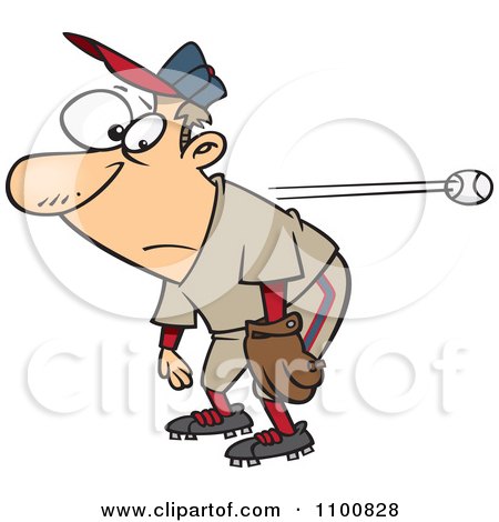 Clipart Cartoon Slow Reacting Baseball Player Ignoring The Ball - Royalty Free Vector Illustration by toonaday